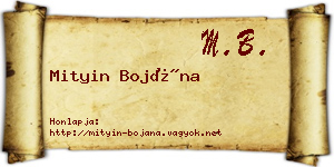 Mityin Bojána névjegykártya